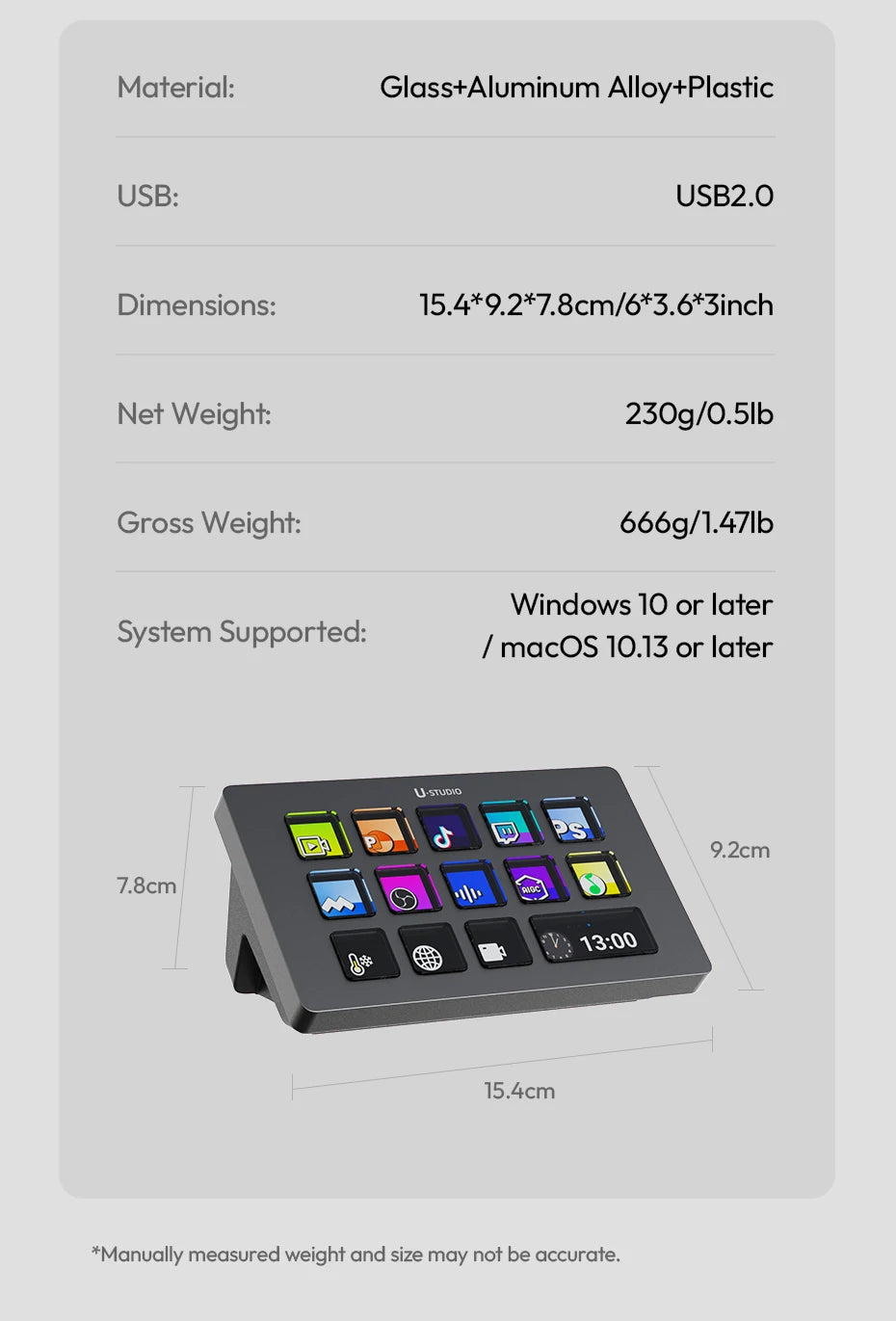 Teclado Ulanzi D200 Stream Deck 13 teclas LCD, todos personalizables para juegos, transmisión en vivo, creación de contenido de oficina, YouTube