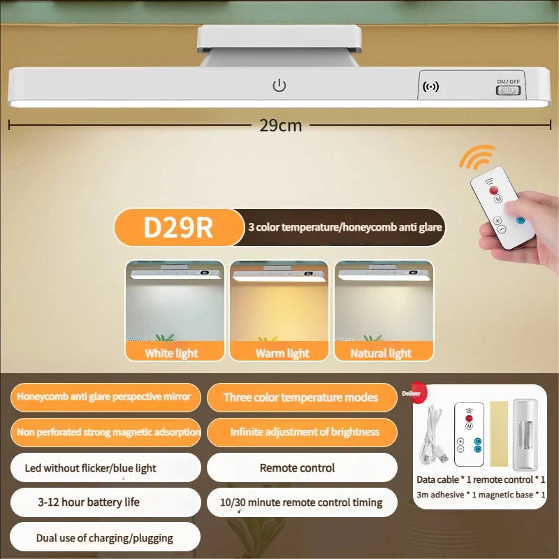 Lámpara de mesa táctil, lámpara de escritorio magnética, batería recargable integrada para gabinete de lectura, espejo, mesita de noche, luces nocturnas recargables