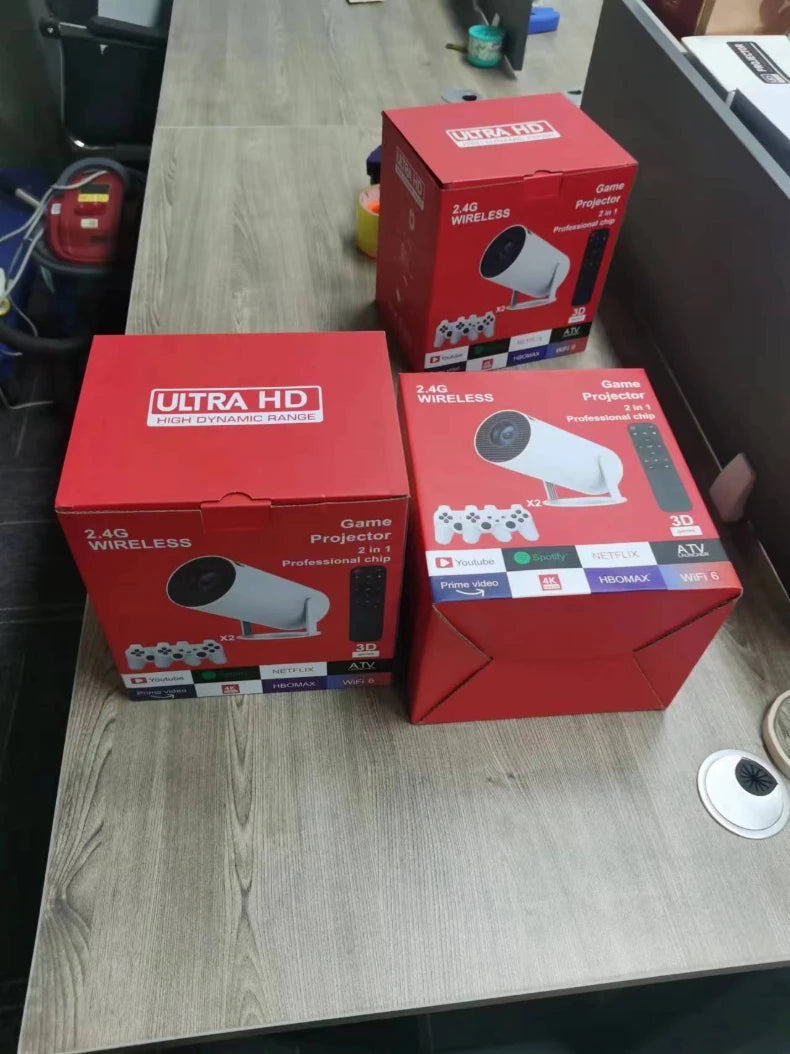 Proyector de juegos portátil original, consola de videojuegos retro inalámbrica, proyector 4k para cine en casa con Android 13, con Bluetooth y wifi.
