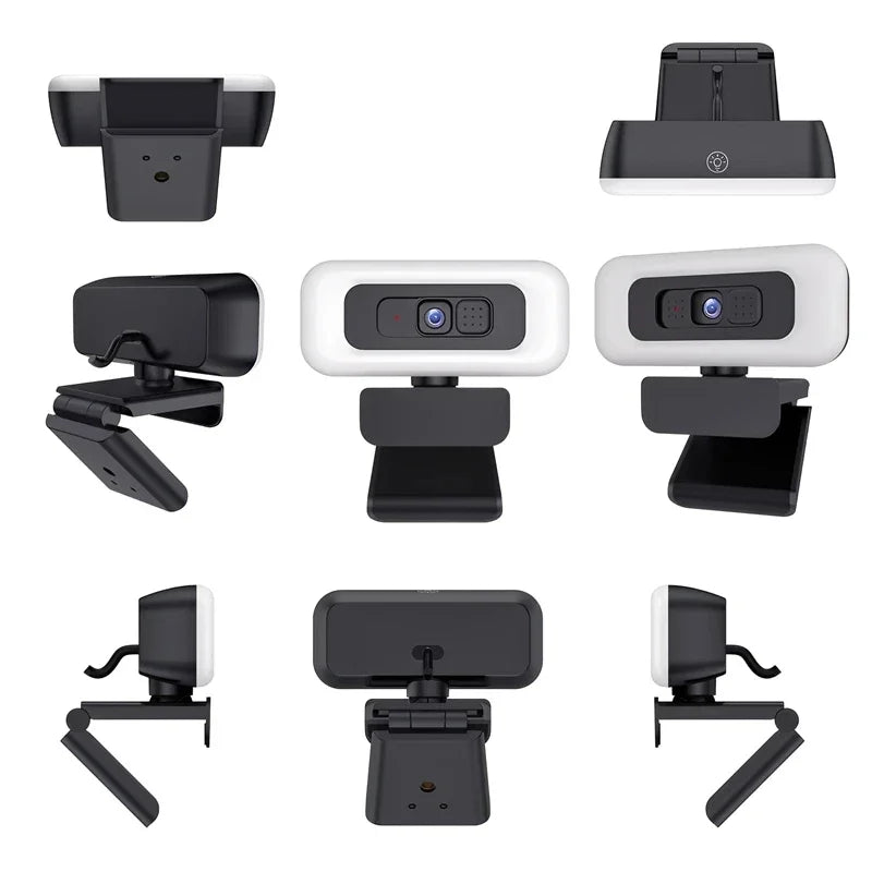 Cámara web Lenovo 2K/4K Ultra HD con enfoque automático, micrófono, luz y cubierta de protección de privacidad para transmisiones en vivo flexibles