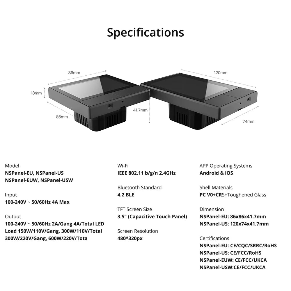 Sonoff NSPanel 86/120 UE/EE. UU. Interruptor de pared de escena inteligente WiFi pantalla inteligente Control todo en uno funciona para eWeLink Alexa Google Home