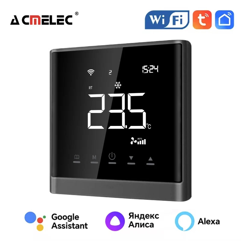 Termostato Modbus para Unidad Fan Coil (FCU) con Wifi, Compatible con la Aplicación Tuya Smart Life, Comunicación RS485, Pantalla LCD de 2.8 Pulgadas, Fácil Instalación, Aire Acondicionado