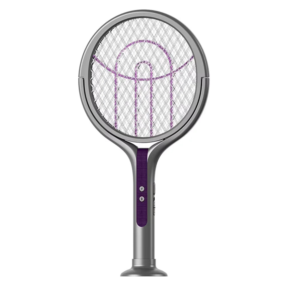 Raqueta Eléctrica Recargable para Matar Insectos con Cabezal Giratorio, Matamoscas y Lámpara Trampa para Mosquitos para Interiores y Exteriores