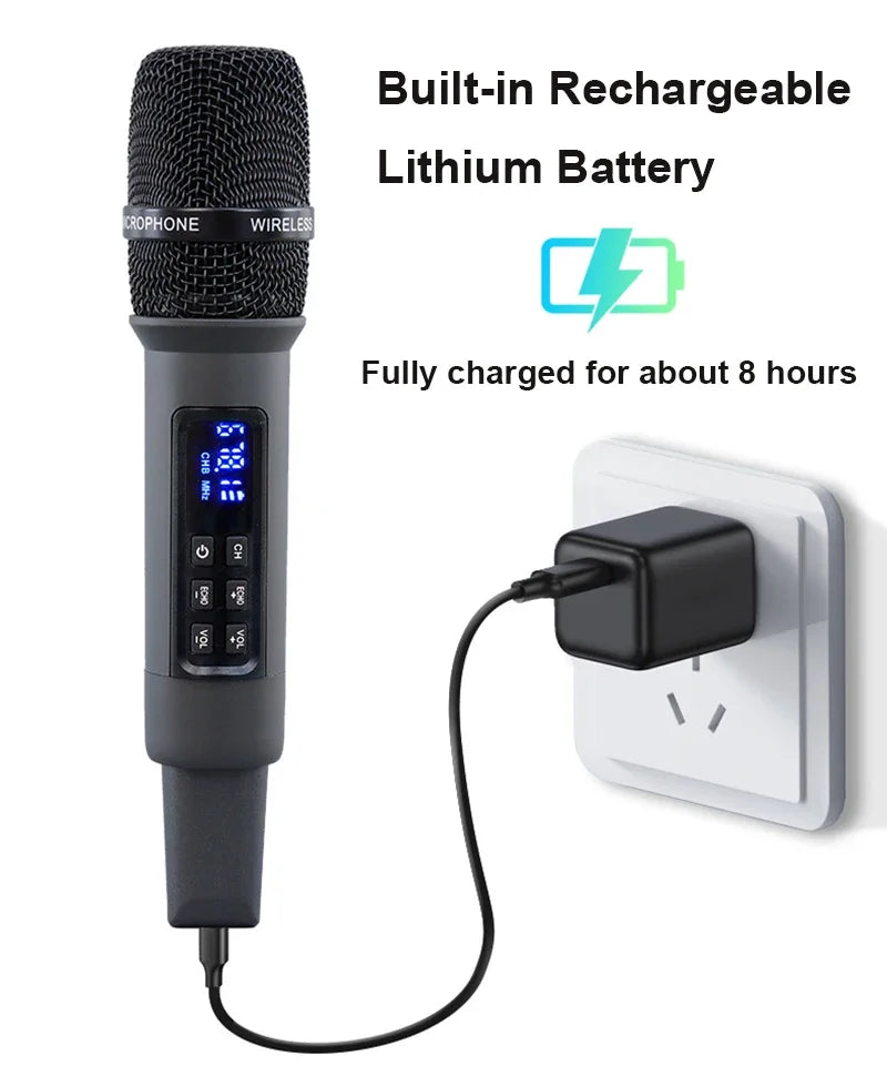 Micrófono de Karaoke dinámico de mano inalámbrico UHF, receptor Bluetooth, reverberación profesional en el hogar, micrófono de graves altos y bajos