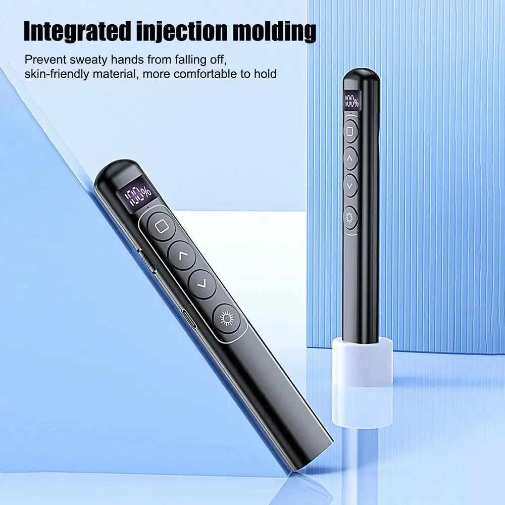 Clicker de presentación con bolígrafo abatible inalámbrico, puntero láser RF de 2,4 GHz, control remoto PowerPoint con Control Hyperlink, presentador IR de luz roja