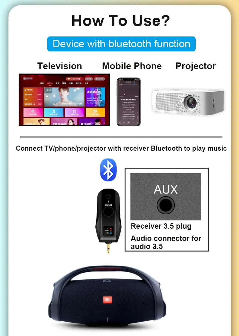 Micrófono de Karaoke dinámico de mano inalámbrico UHF, receptor Bluetooth, reverberación profesional en el hogar, micrófono de graves altos y bajos