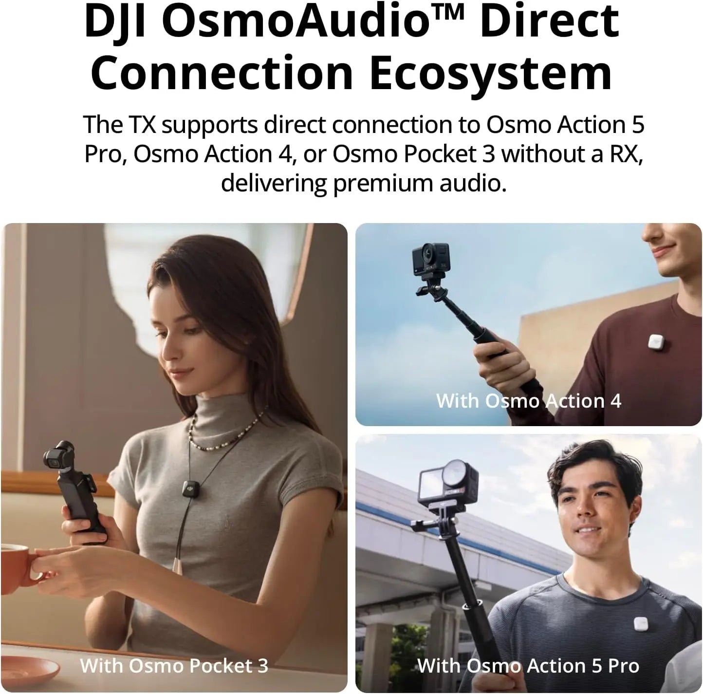 Nuevo Micrófono Inalámbrico DJI Mic Mini (2TX+1RX+Estuche de Carga) con Cancelación Inteligente de Ruido, Audio de Alta Calidad, Original de DJI