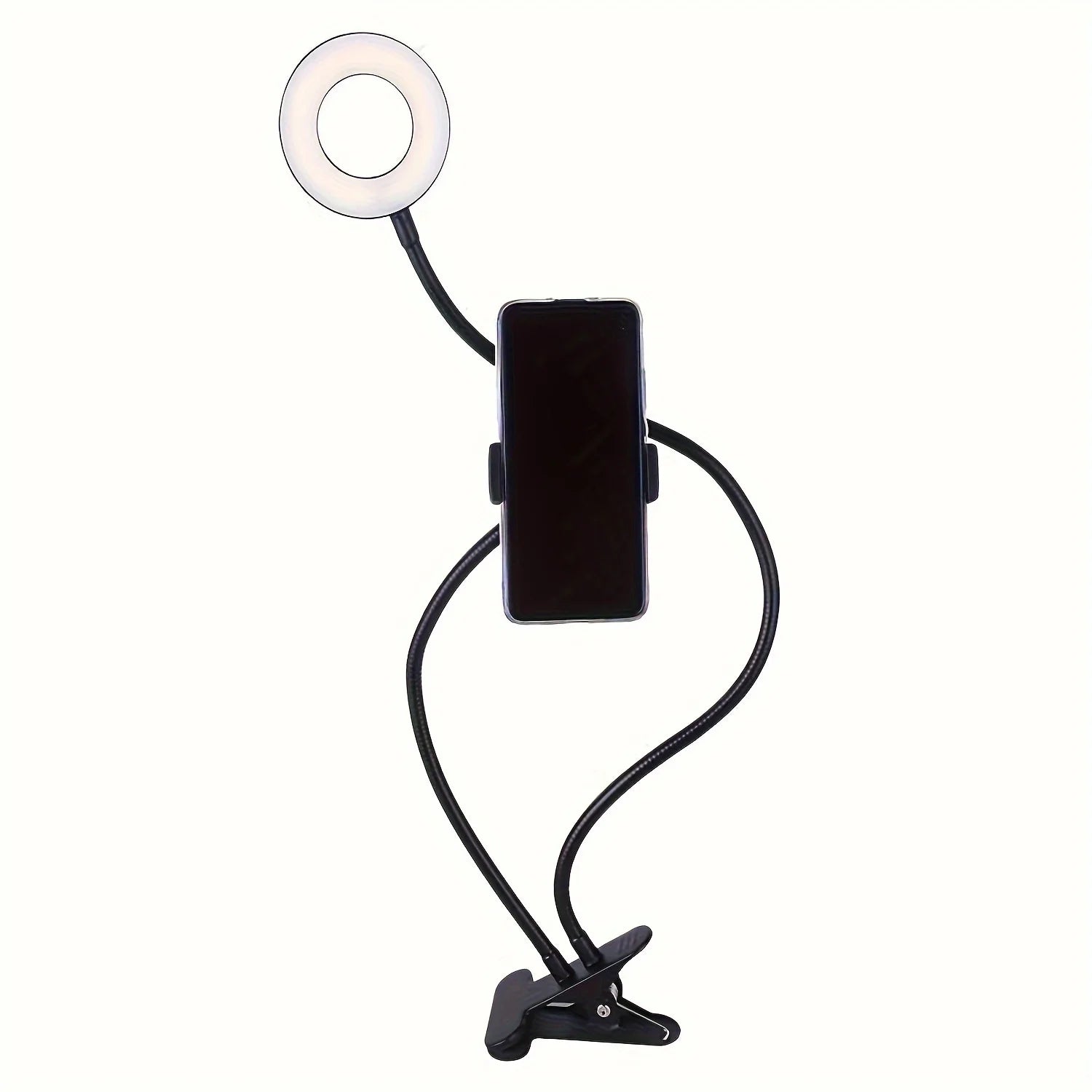 Anillo de luz para Selfie con soporte para teléfono, luz para Selfie con Clip, cuello de cisne Flexible ajustable, lámpara de anillo de escritorio 2 en 1 para transmisión en vivo