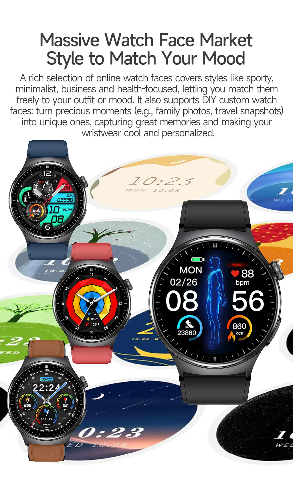 Reloj Inteligente 2026 con Diagnóstico Preciso de ECG, Medición de Grasa Corporal, Oxígeno en Sangre, Presión Arterial, Pantalla HD AMOLED, Llamadas, para Hombres y Mujeres