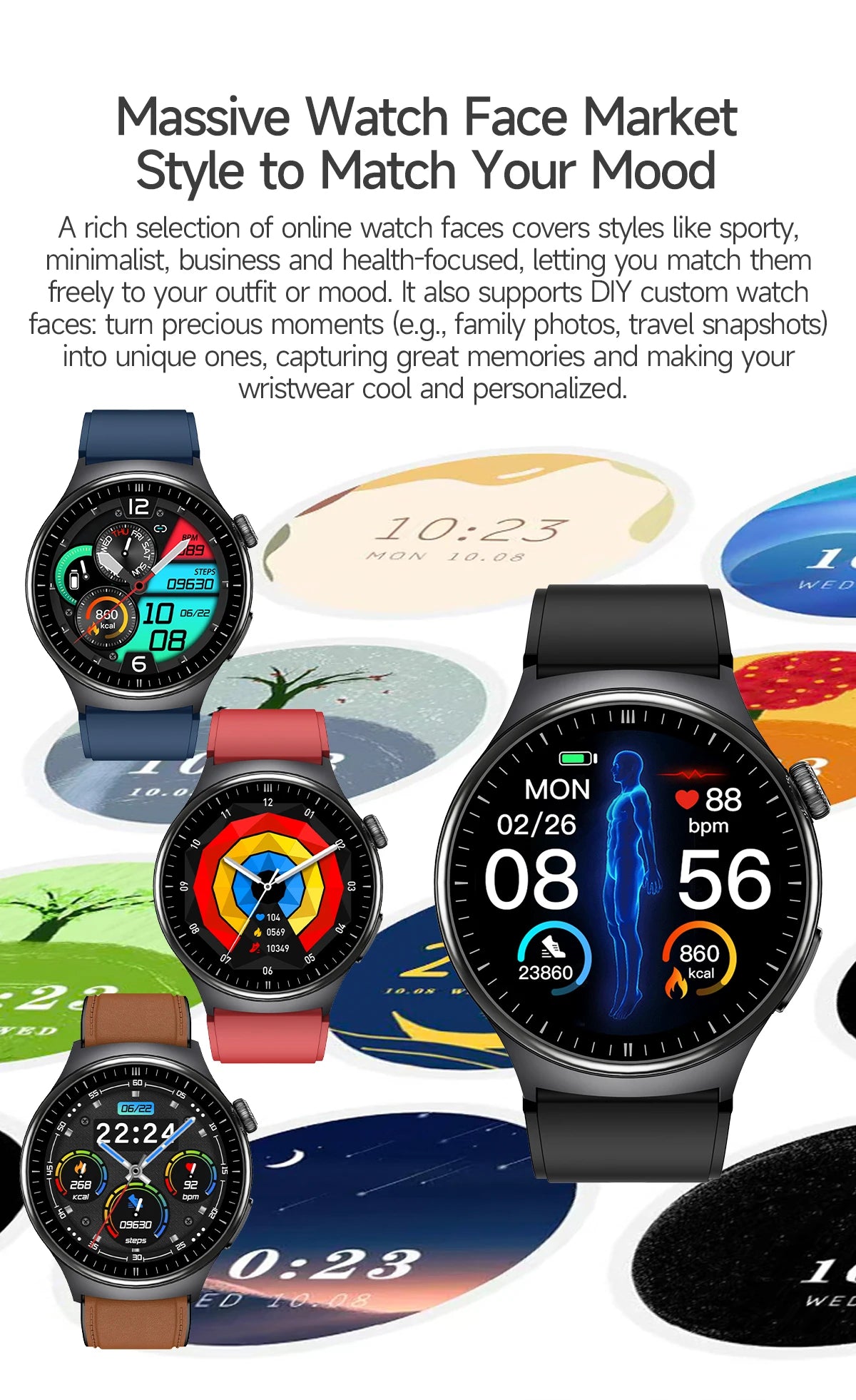 Reloj Inteligente 2026 con Diagnóstico Preciso de ECG, Medición de Grasa Corporal, Oxígeno en Sangre, Presión Arterial, Pantalla HD AMOLED, Llamadas, para Hombres y Mujeres