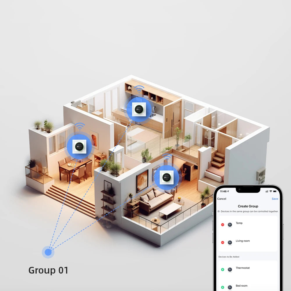 Termostato inteligente AVATTO con WiFi, controlador de temperatura para caldera de agua, gas y calefacción eléctrica, compatible con Tuya, Alexa y Google Home