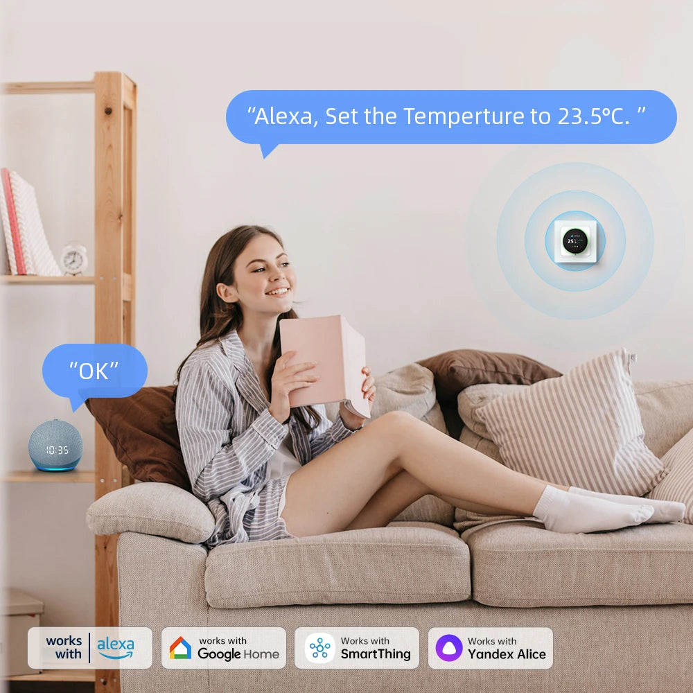 Termostato inteligente AVATTO con WiFi, controlador de temperatura para caldera de agua, gas y calefacción eléctrica, compatible con Tuya, Alexa y Google Home