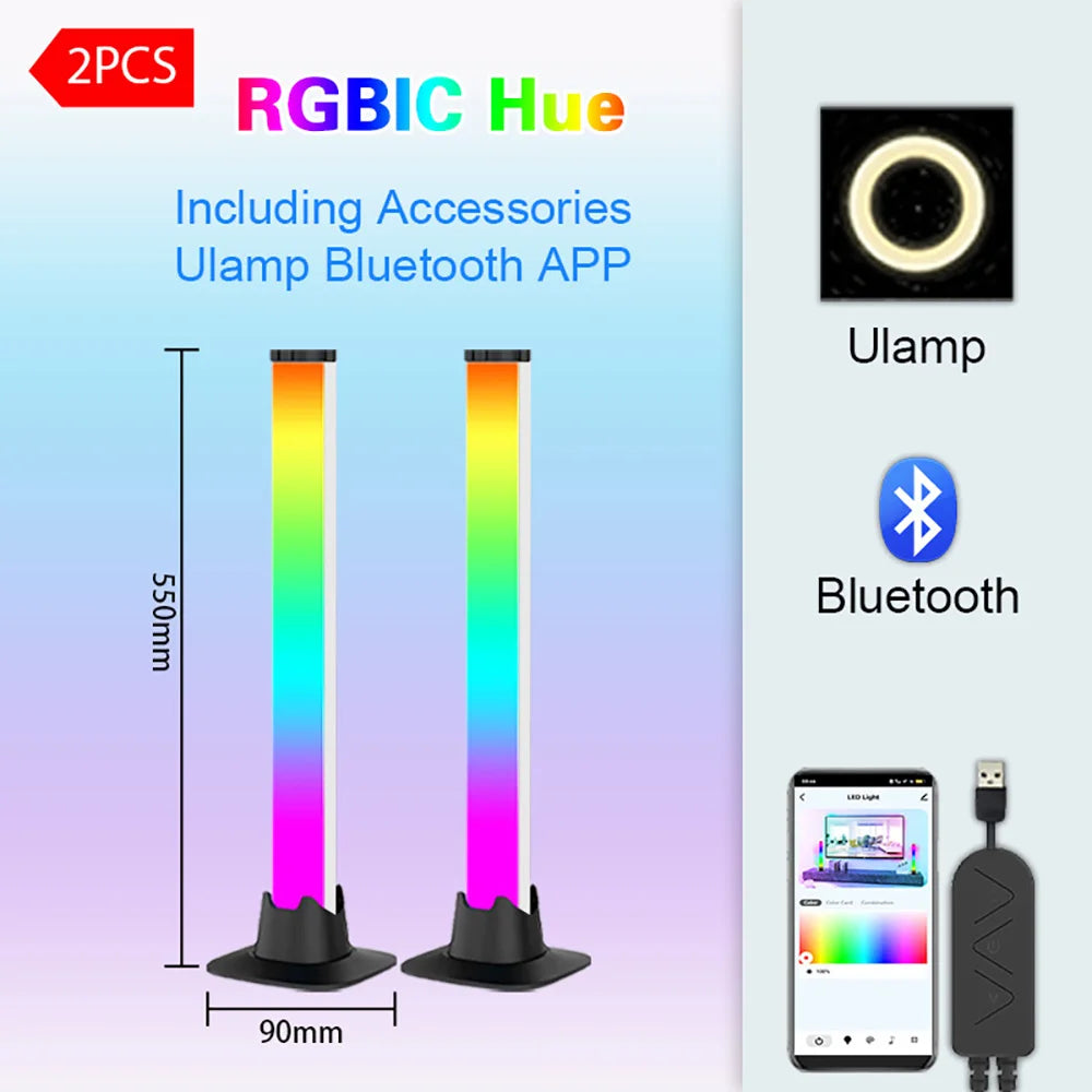 Barra de luz musical RGBIC, luces de ritmo, tira de luz de escritorio, Control por aplicación, lámpara de ambiente USB para videojuegos, dormitorio, retroiluminación de TV