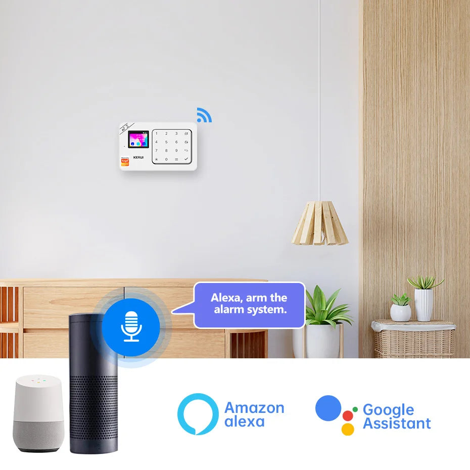 KERUI-Kit de alarma para el hogar, inalámbrico, WiFi, GSM, antirrobo, con pantalla táctil, aplicación Tuya Smart Life, sistema de alarma para protección de seguridad