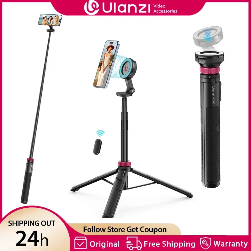 Ulanzi MT-84 1,53 M Magsafe Selfie Stick trípode soporte Bluetooth extensión de teléfono remoto trípode para IPhone 16 15 LiveStreaming Vlog