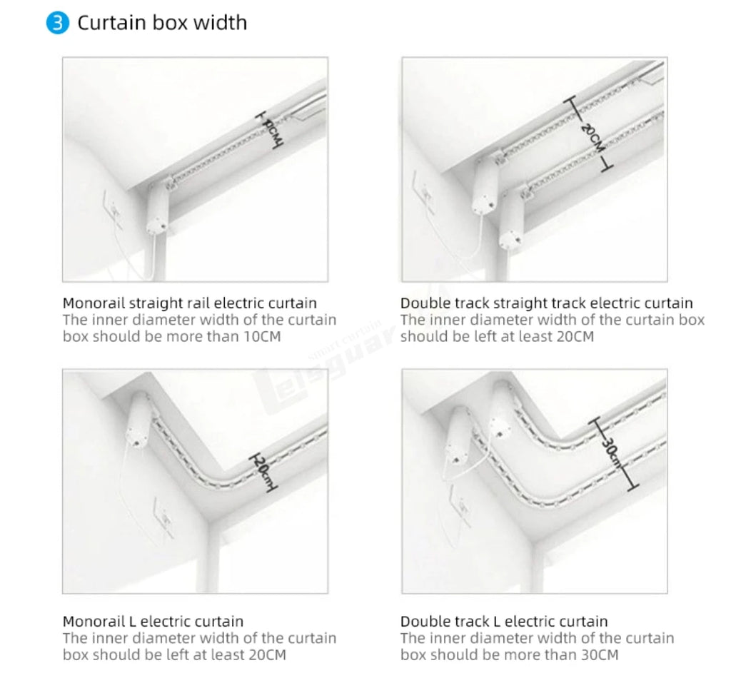 Sistema de Riel para Cortinas Inteligentes S Wave, Motor Compatible con Matter, Homekit, eWeLink y Asistente de Hogar Inteligente