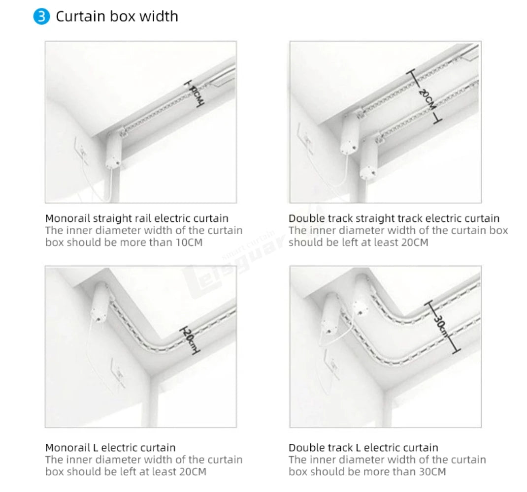Sistema de Riel para Cortinas Inteligentes S Wave, Motor Compatible con Matter, Homekit, eWeLink y Asistente de Hogar Inteligente