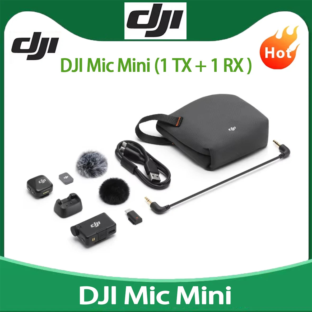 Micrófono Inalámbrico Original DJI Mic Mini (1 TX + 1 RX), Ultraligero, Audio de Alta Fidelidad, Cancelación de Ruido, Limitación Automática