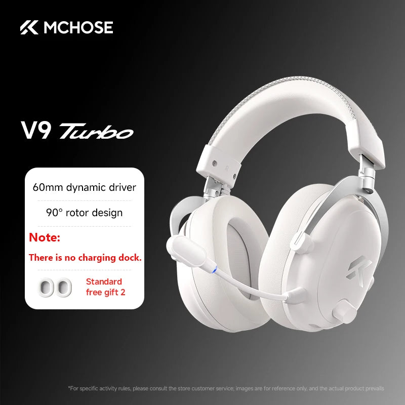Auriculares Inalámbricos para Juegos MCHOSE V9 Turbo + con Sonido Envolvente 7.1 de 60 mm, Auriculares Profesionales para Esports con Base de Carga RGB